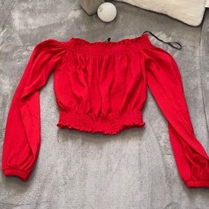 Red long sleeve crop top